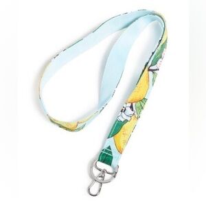 🍋 Vera Bradley Wide Lanyard in LEMON GROVE Cotton Blue And Yellow NWT